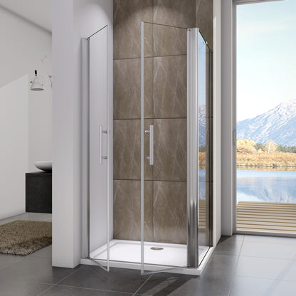 Douchecabine  195cm hoog,pendeldeur,6 mm NANO EasyClean veiligheidsglas Steunstanglengte: 500 mm
