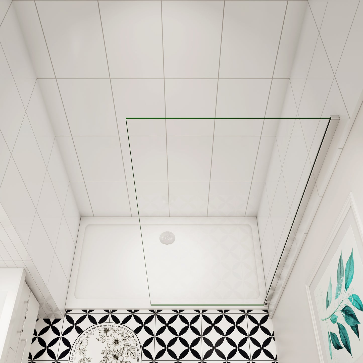 Aica moderne douchewand 30-90x200 cm 8 mm NANO Easyclean veiliges gehard glas - gemakkelijk te installeren glanzend chroom profiel