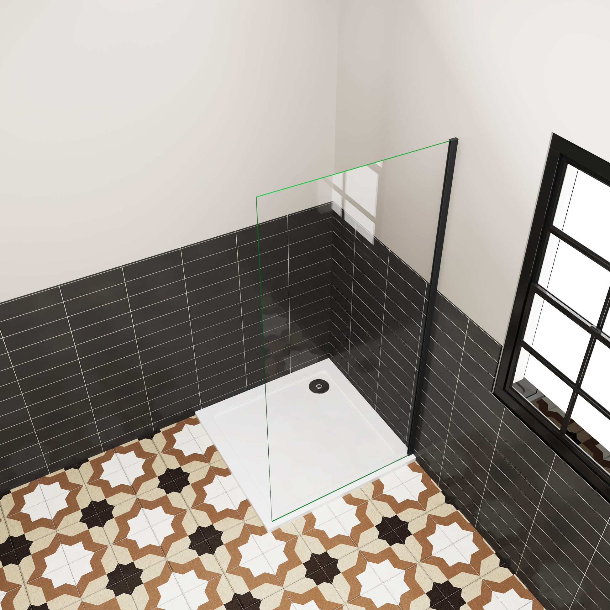 Aica moderne douchewand 65-71-75-85-95x185 cm 6 mm NANO Easyclean veiliges gehard glas - gemakkelijk te installeren mat zwart profiel