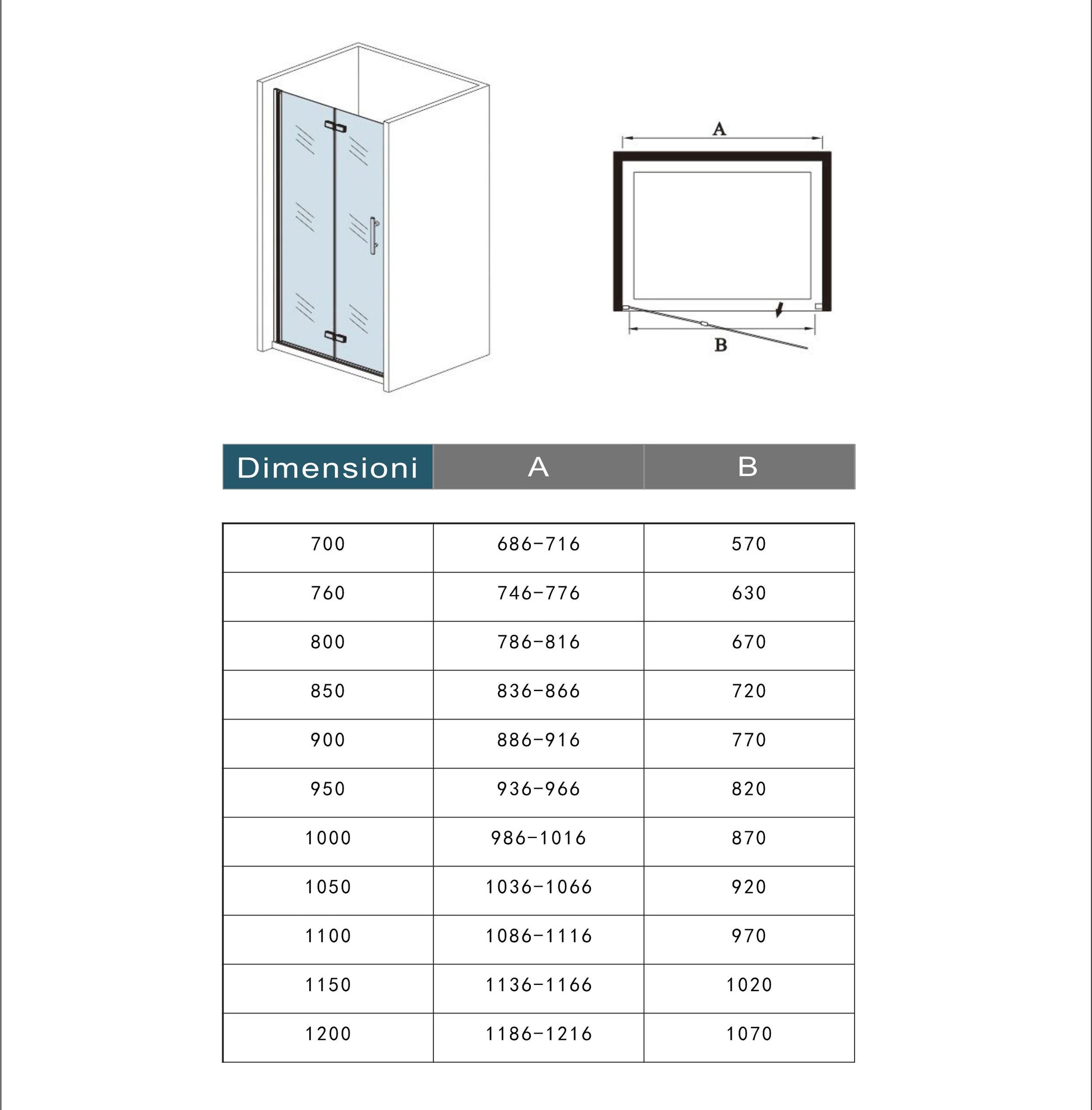 Douchedeur vouwdeur 70-80-90-95-100-110-120x195cm niche,6mm Helder Veiligheidsglas Easyclean,goud aluminium profiel