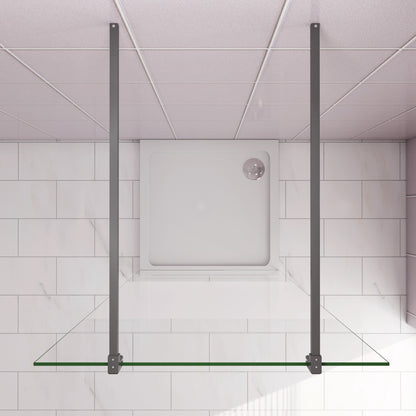 Inloopdouche 77,7x200cm,8mm NANO EasyClean veiligheidsglas matglas,90cm Stabilisatiestangen x2, zwart