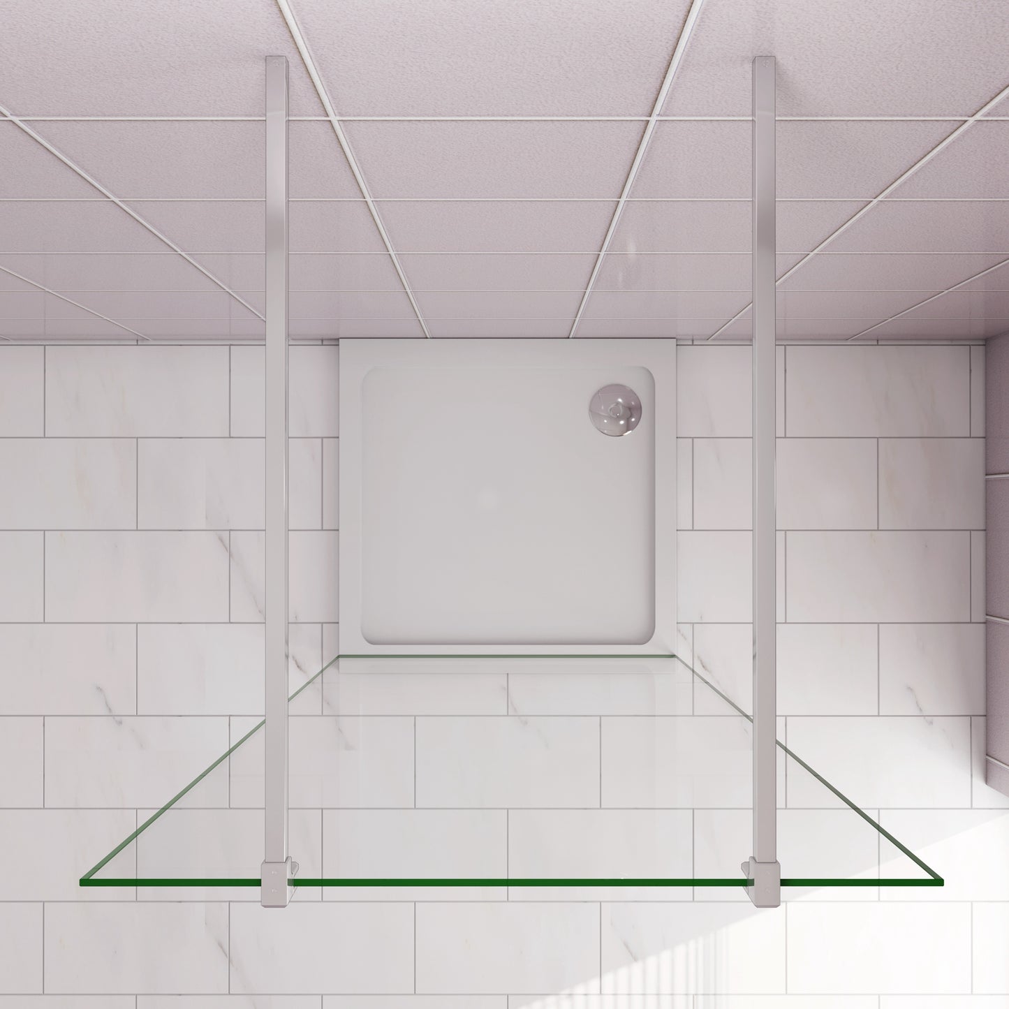 Inloopdouche 107,7x200cm,8mm NANO EasyClean veiligheidsglas matglas,F-vorm:140cm Stabilisatiestangen x2