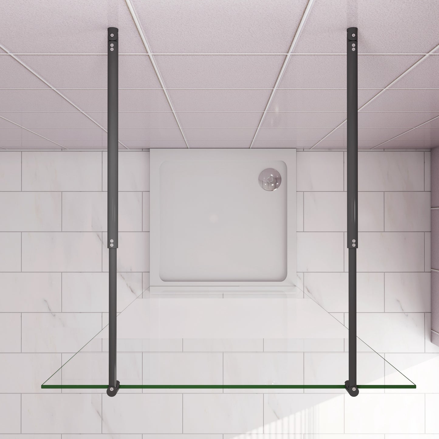 Inloopdouche 67,7x200cm,8mm NANO EasyClean veiligheidsglas matglas,70-120cm,Stabilisatiestangen x2, zwart