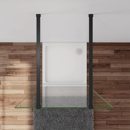 Inloopdouche 82,7x200cm,2 Stabilisatiestangen 90cm,8mm nano veiligheidsglas,zwart