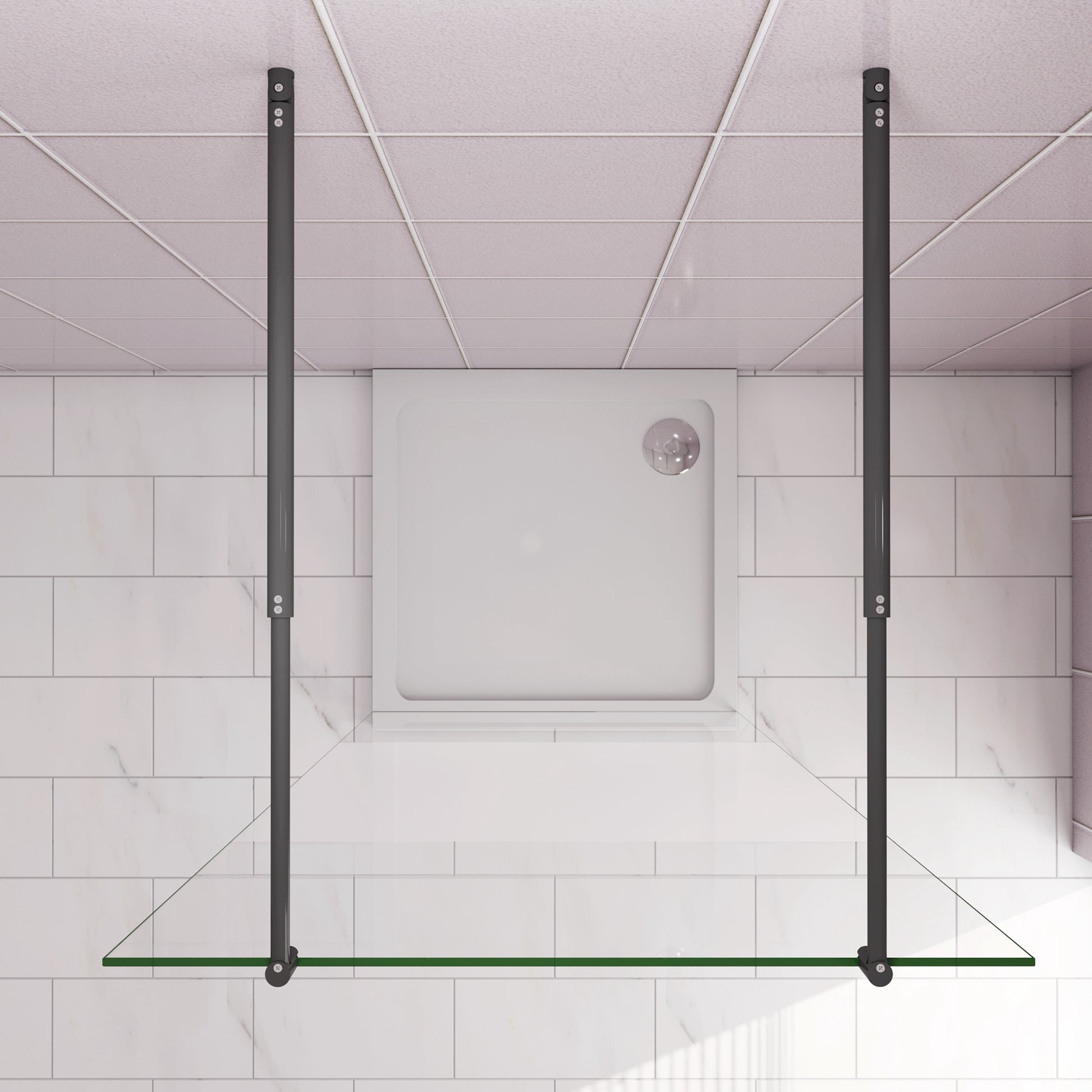 Inloopdouche 77,7x200cm,8mm NANO EasyClean veiligheidsglas matglas,70-120cm,Stabilisatiestangen x2, zwart