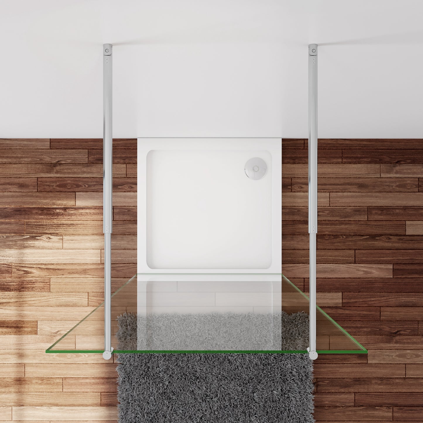 Inloopdouche 127,7x200cm ,8mm nano veiligheidsglas ,met 2 Stabilisatiestangen 70-120cm