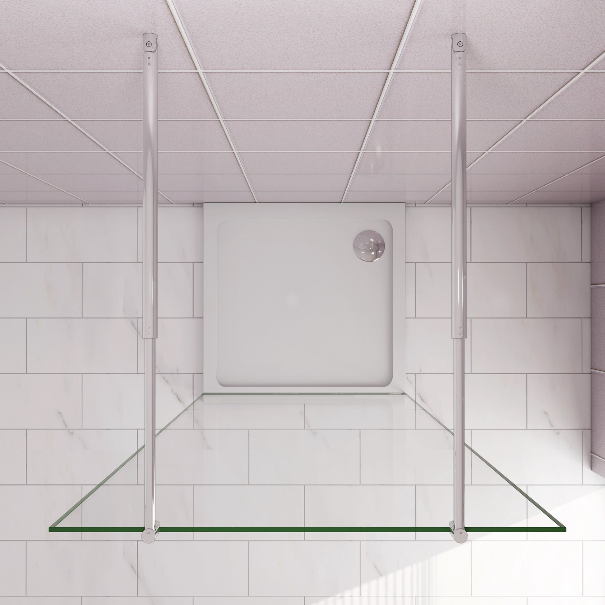 Inloopdouche 107,7x200cm ,10mm nano veiligheidsglas ,met 2 Stabilisatiestangen 70-120cm