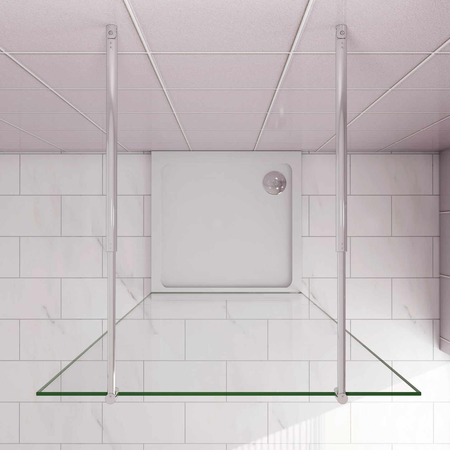 Inloopdouche 47,7x200cm ,10mm nano veiligheidsglas ,met 2 Stabilisatiestangen 70-120cm