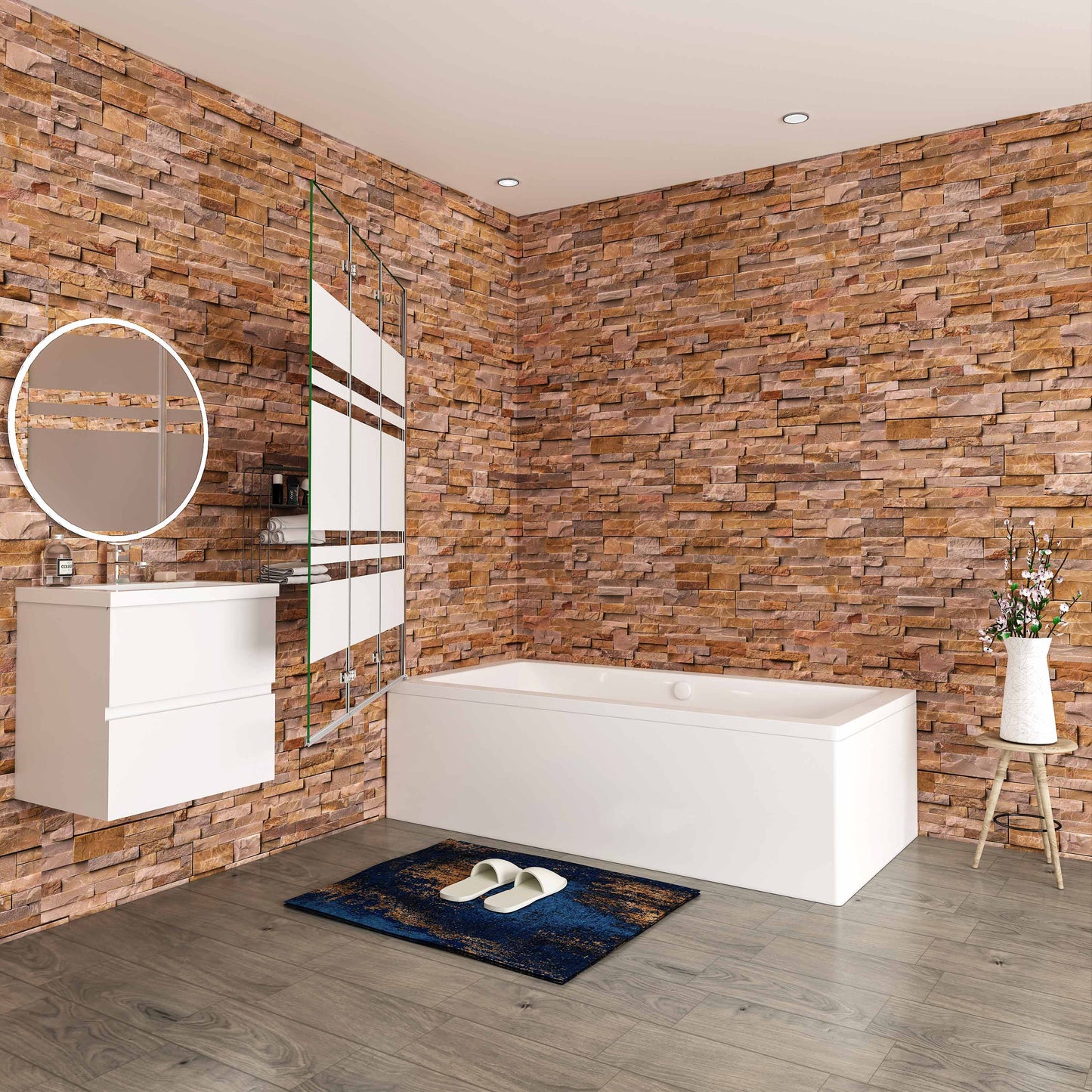 Aica Scandinavische Badwand 130/140x140cm,3-Delig Inklapbaar,6mm Wit Gesatineerd Easy Clean Gehard Glas,Chroom Frame,Eenvoudige Montage