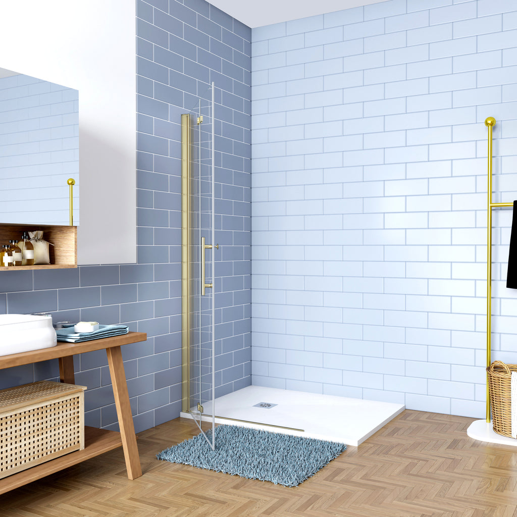 Inloopdouche-douchewand 65-75-85-90-95-105-115x195cm 6mm NANO EasyClean veiligheidsglas goud aluminium profiel