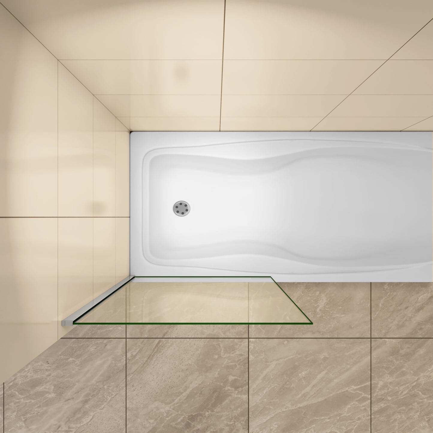 Badwand 6mm NANO coating helder veiligheidsglas 140cm hoog