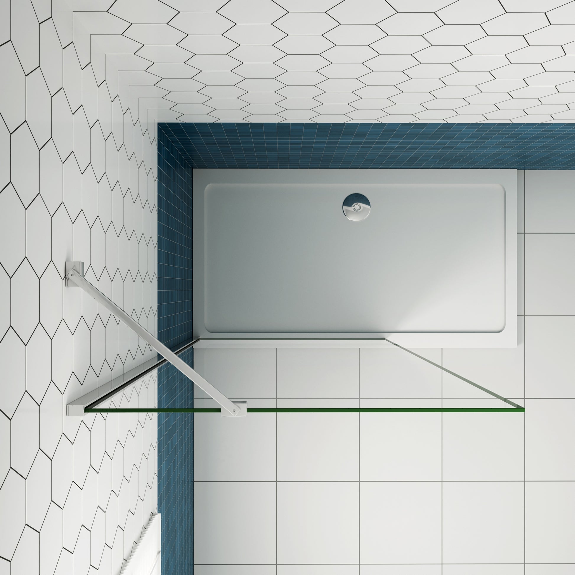 Aica moderne douchewand 30-90x200 cm 8 mm NANO Easyclean veiliges gehard glas 45/50 cm draaibaar stabilisatiestang - gemakkelijk te installeren glanzend chroom profiel