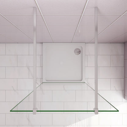 Inloopdouche 67,7x200cm,8mm NANO EasyClean veiligheidsglas matglas,F-vorm:140cm Stabilisatiestangen x2