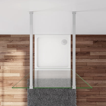 Inloopdouche 47,7x200cm + 2 N-vorm: 90cm Stabilisatiestangen,8mm nano-veiligheidsglas