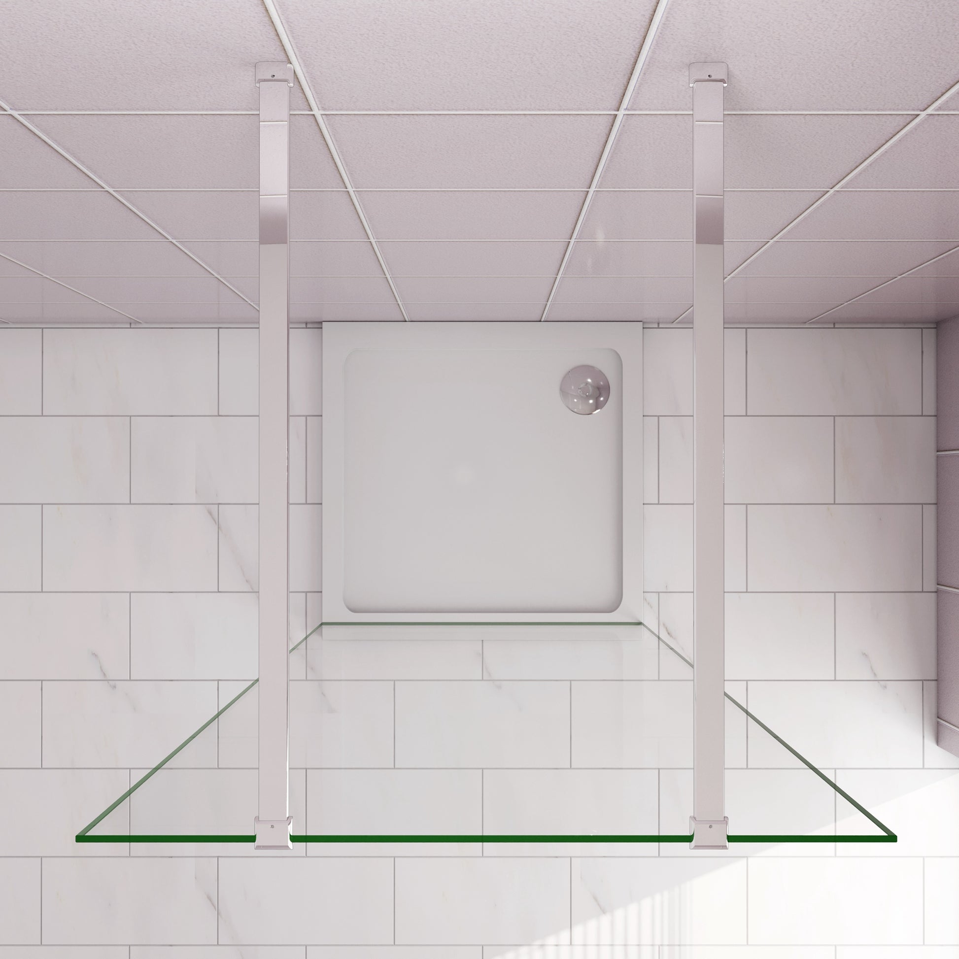 Inloopdouche 107,7x200cm +2 N-vorm: 140cm Stabilisatiestangen,8mm nano-veiligheidsglas