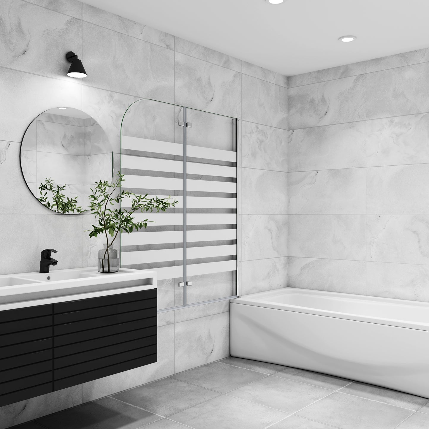 2-delig badwand 120x140cm,6mm Nano Coating helder veiligheidsglas,Links