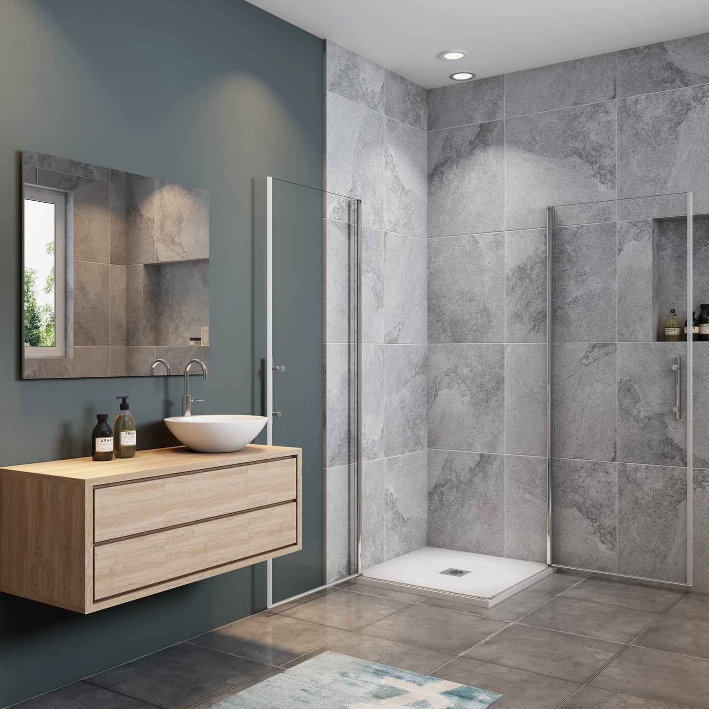 Douchecabine B:70-80-90-100xD:70-80-90-100x180cm,dubbele draaideuren,6mm NANO EasyClean veiligheidsglas,profiel van glanzend chroom