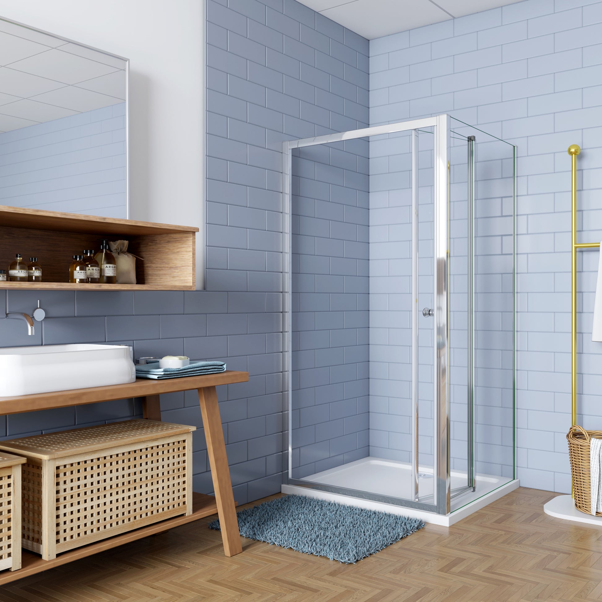 Douchecabine Vouw-/schuifdeur+¨¦¨¦n zijpaneel 5mm veiligheidsglas-gepolijst chroom frame