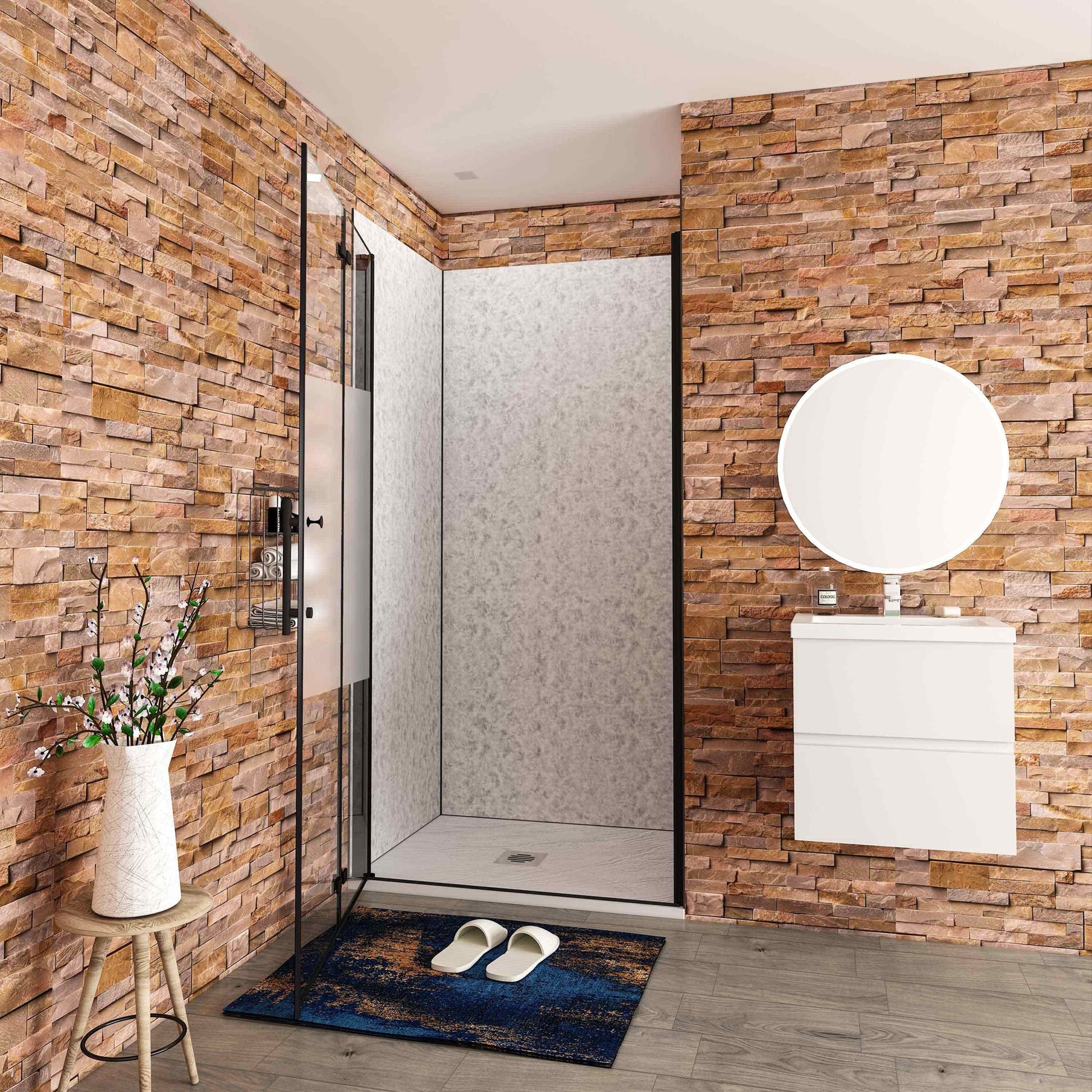 Aica Stijlvo douchedeur vouwdeur 70-76-80-90-100-110-120x195cm mat zwart 6mm veiligheidsglas met matte zeefdrukband antikalk coating