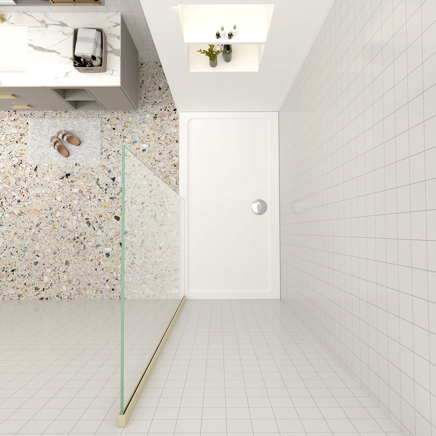 Aica luxueus inloopdouche 30/40/50/60/70/80/85/90x200 cm 8 mm NANO Easyclean veiliges gehard glas - gemakkelijk te installeren geborsteld goud