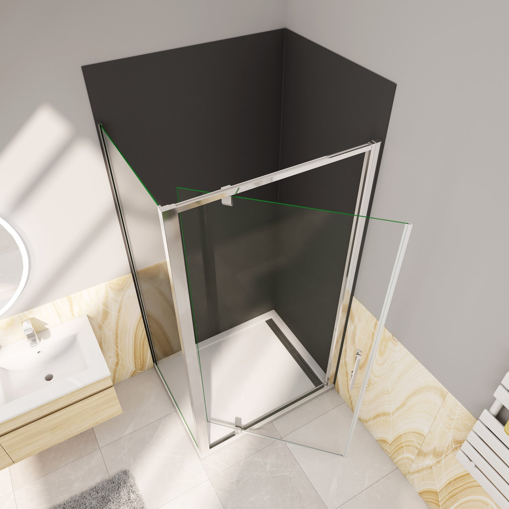 Douchecabine Draaideur+¨¦¨¦n zijpaneel 5mm veiligheidsglas-gepolijst chroom frame