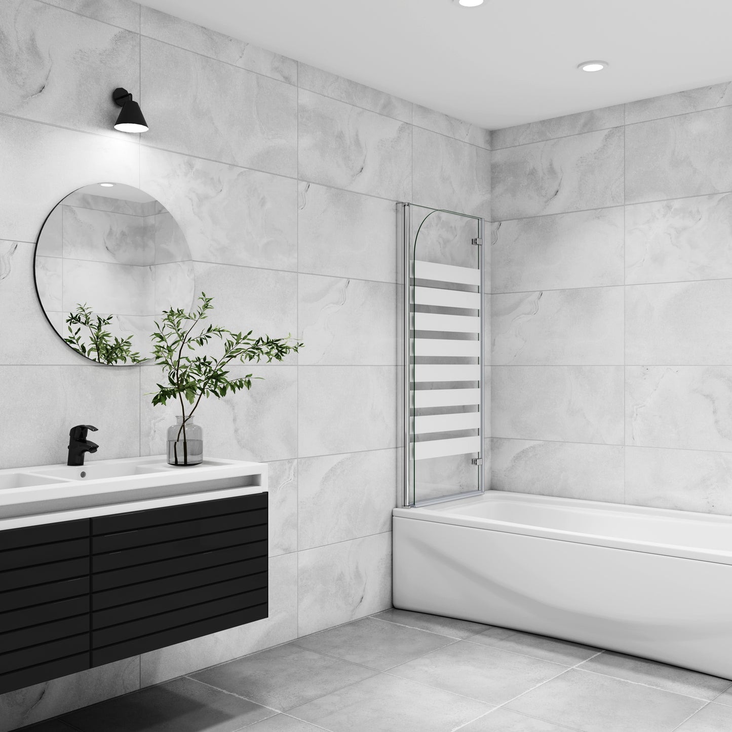2-delig badwand 120x140cm,6mm Nano Coating helder veiligheidsglas,Links