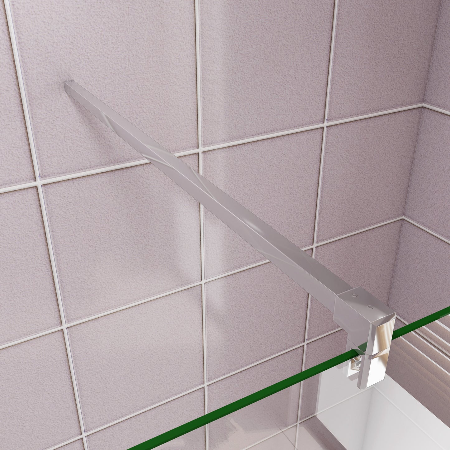 Inloopdouche 97,7x200cm,8mm NANO EasyClean veiligheidsglas matglas,F-vorm:140cm Stabilisatiestangen x2