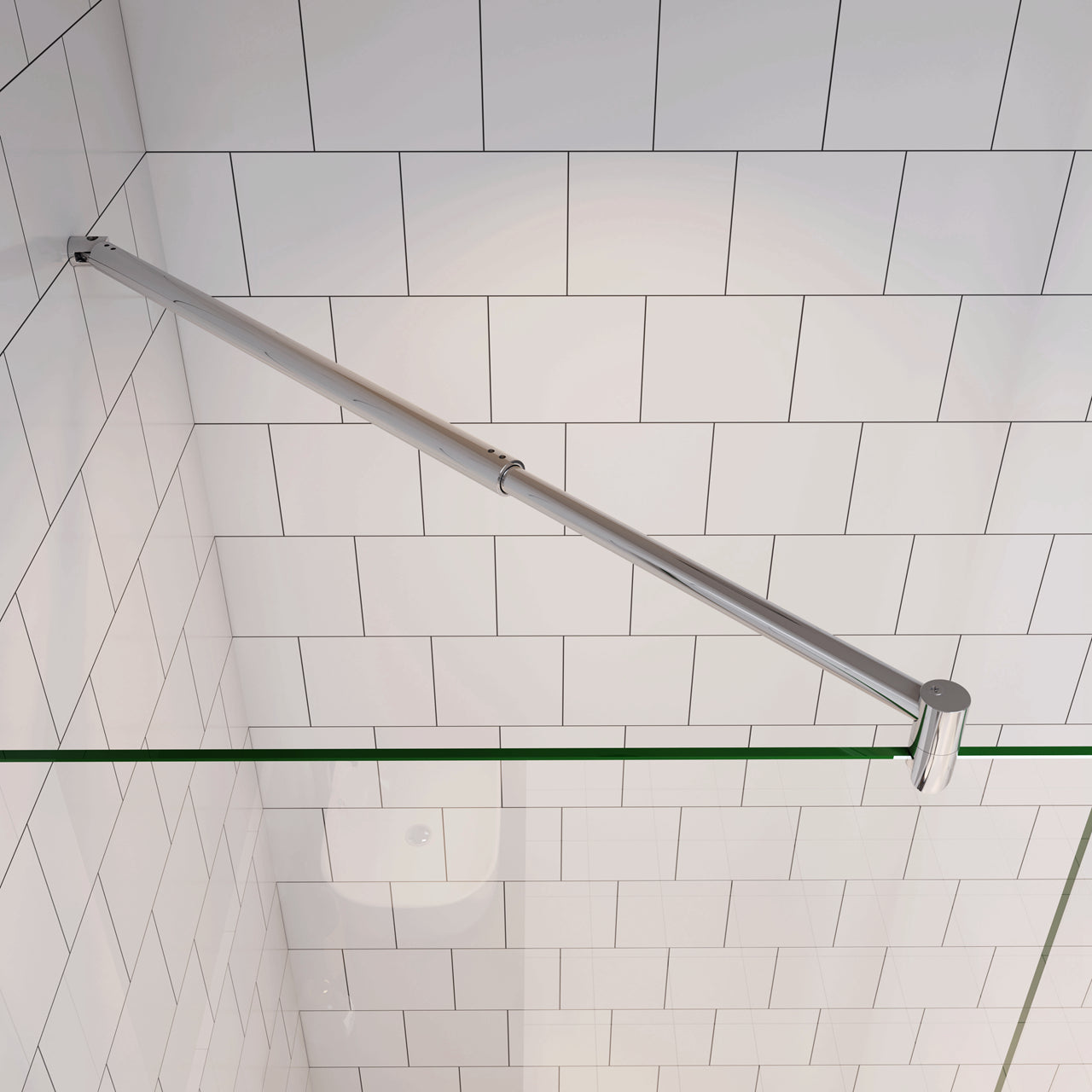 Inloopdouche 80x185cm+70-120cm Stabilisatiestang,6mm nano veiligheidsglas,185cm hoog