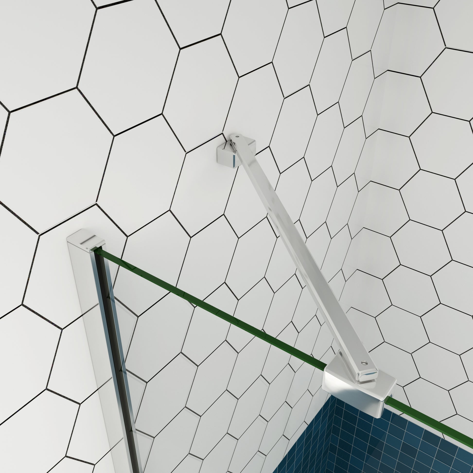 Aica moderne douchewand 30-90x200 cm 8 mm NANO Easyclean veiliges gehard glas 45/50 cm draaibaar stabilisatiestang - gemakkelijk te installeren glanzend chroom profiel