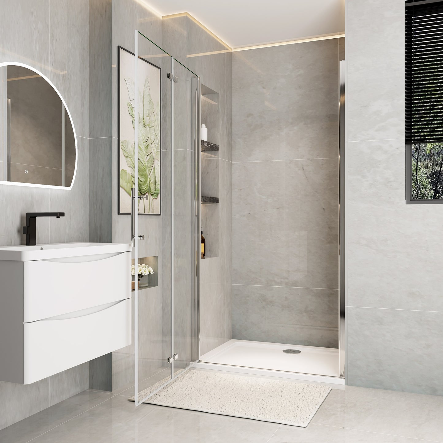 Aica Neutraal design douchedeur vouwdeur 70-76-80-90-100-110-120x185cm chroom 6mm gehard glas antikalk coating