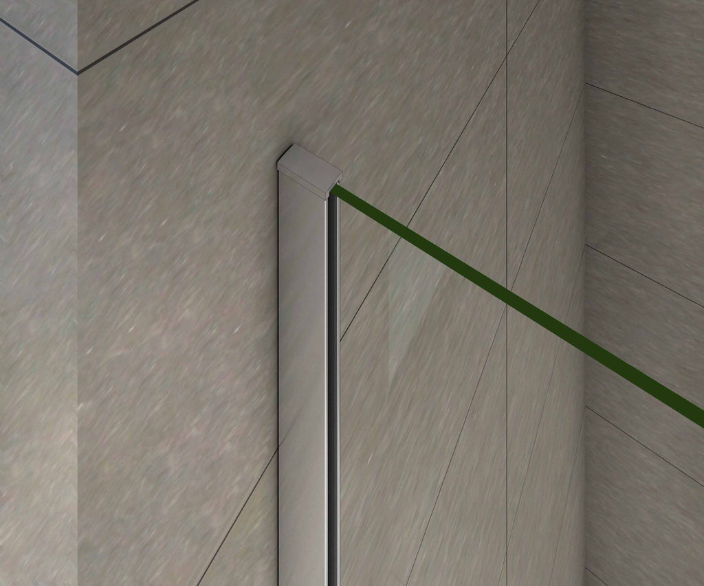 Badwand 70x140 cm,NANO EasyClean veiligheidsglas,verticale stabilisatiestang met plafondbevestiging