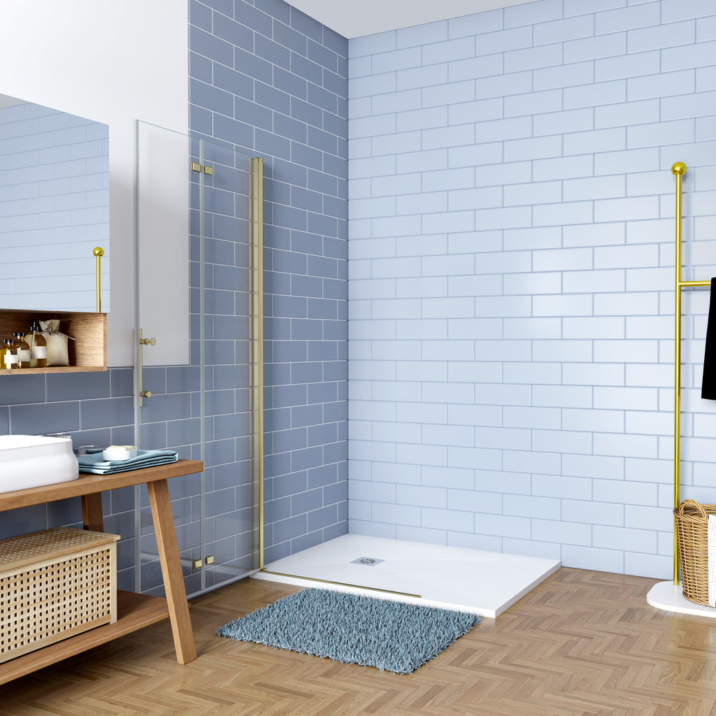 Inloopdouche-douchewand 65-75-85-90-95-105-115x195cm 6mm NANO EasyClean veiligheidsglas goud aluminium profiel