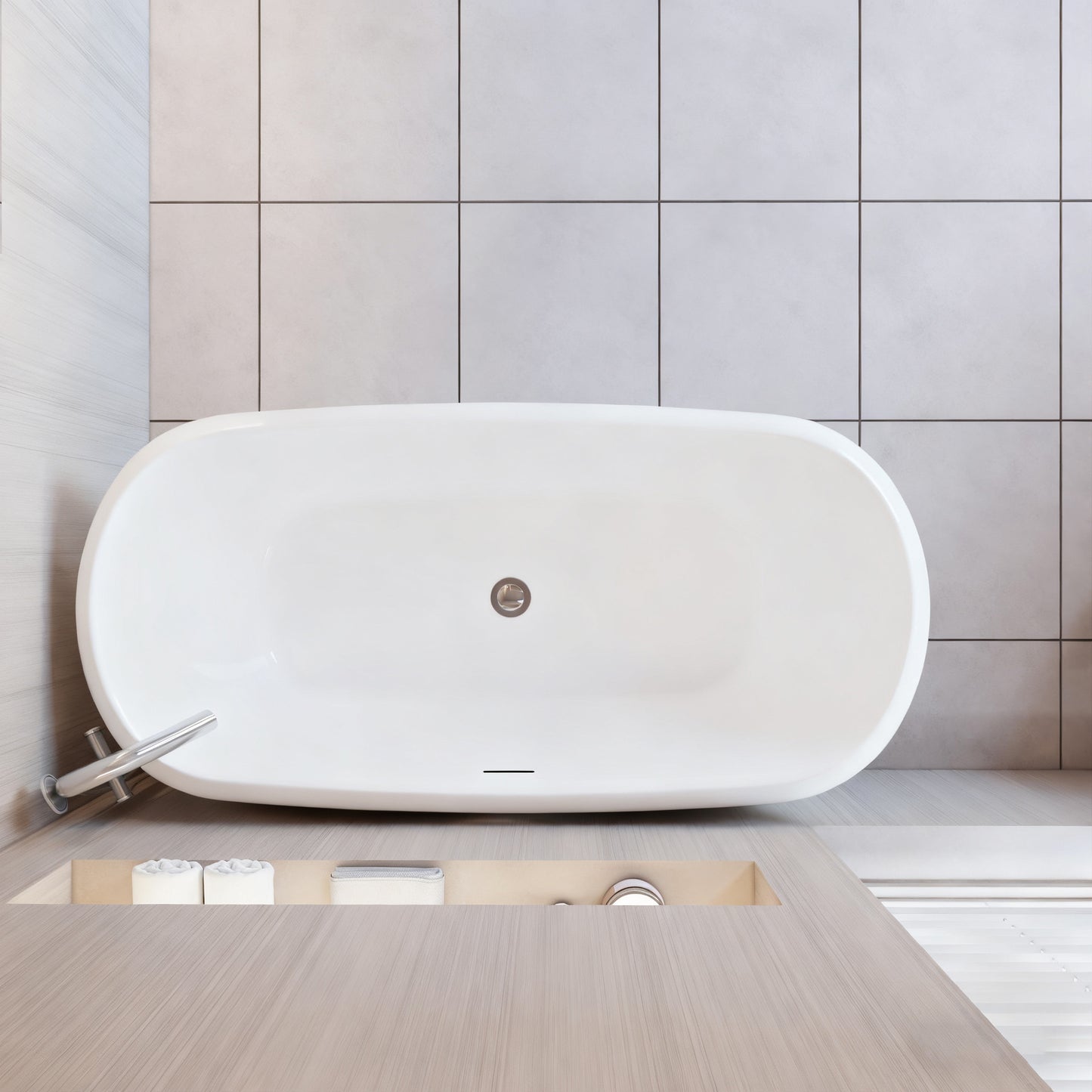 Aica Halfvrijstaand Bad 150x72x60cm/170x78x60cm-Mat zwart-Acryl-Met Afvoer-Eenvoudig te Installeren