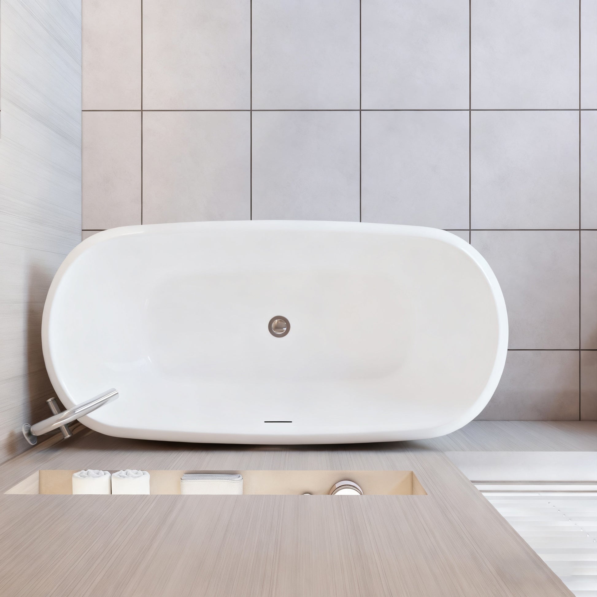 Aica Halfvrijstaand Bad 150x72x60cm/170x78x60cm-Mat zwart-Acryl-Met Afvoer-Eenvoudig te Installeren