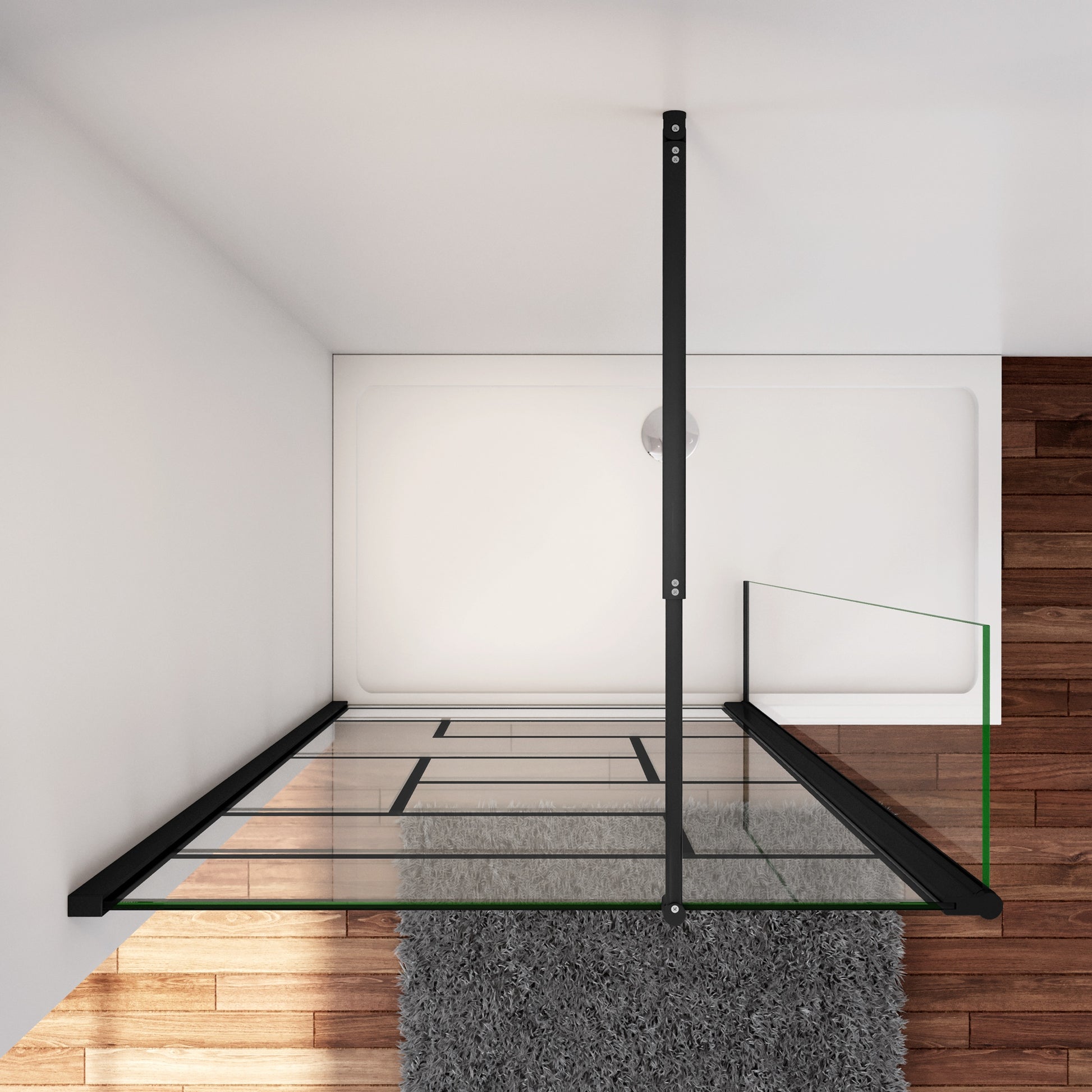 Inloopdouche 80x200cm met zwart decor,30x200cm draaibaar hoekprofiel +70-120cm Stabilisatiestang,8mm NANO EasyClean veiligheidsglas