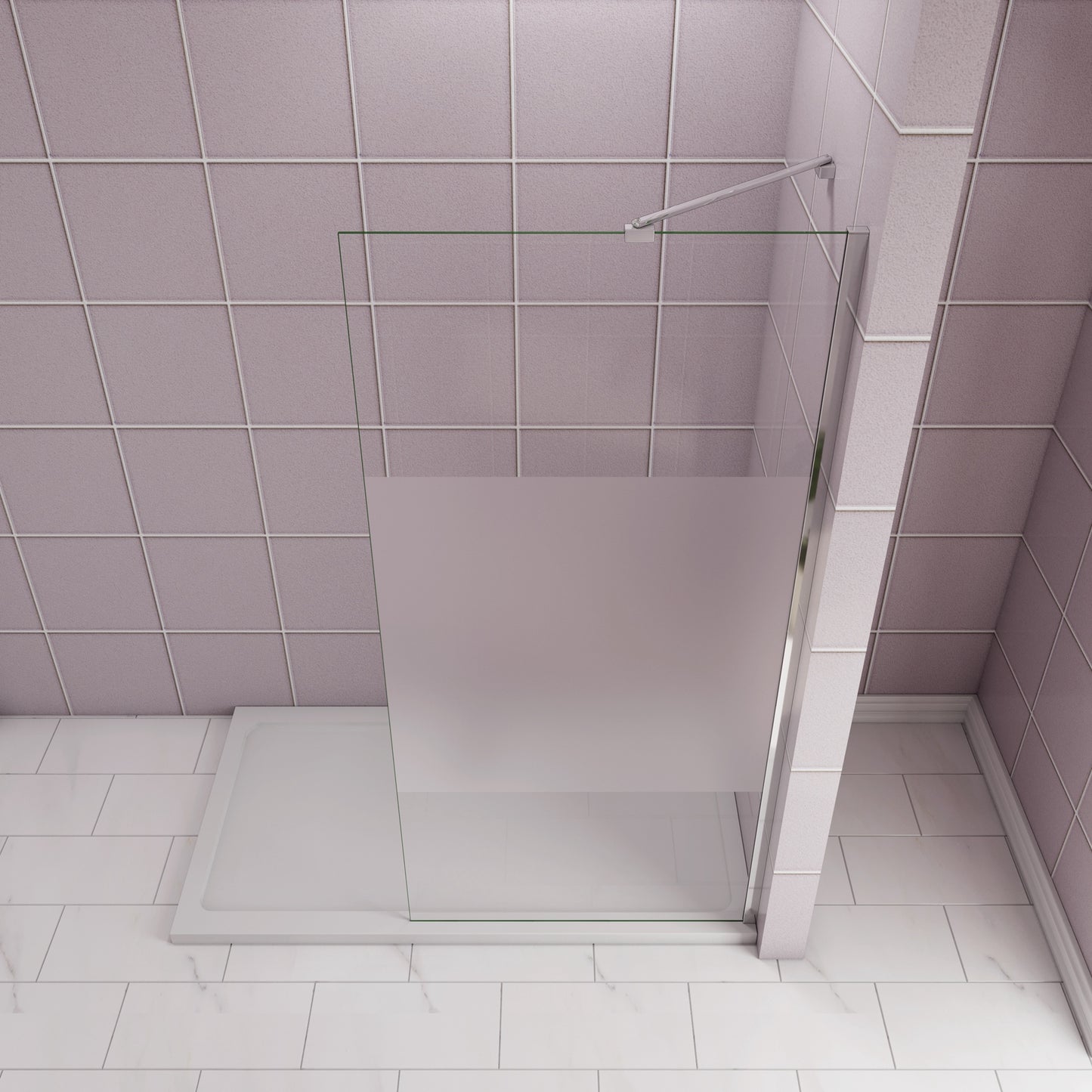 Inloopdouche 85x200cm,8mm NANO EasyClean veiligheidsglas,45cm Stabilisatiestang