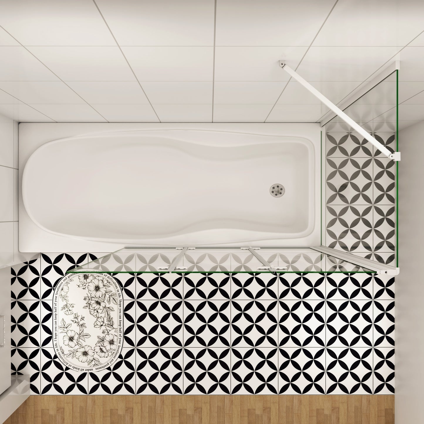 Aica Luxe Badwand 130x70/75/80x140cm,3-Delig Inklapbaar,6mm Transparant Easy Clean Gehard Glas,Grijs Frame,Eenvoudige Montage