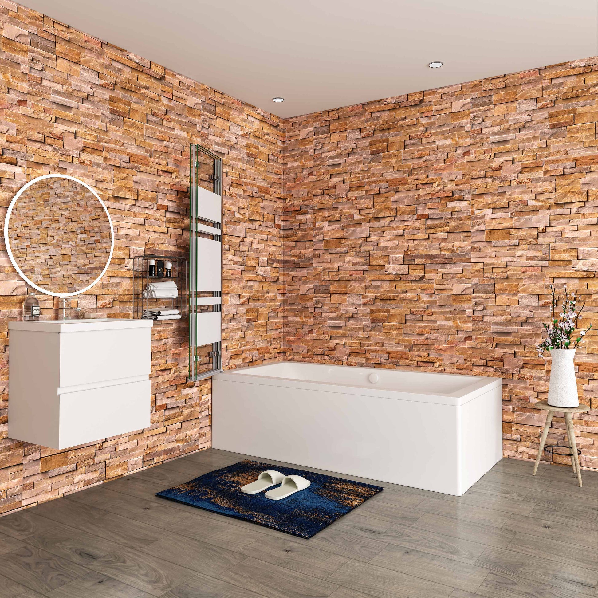 Aica Scandinavische Badwand 130/140x140cm,3-Delig Inklapbaar,6mm Wit Gesatineerd Easy Clean Gehard Glas,Chroom Frame,Eenvoudige Montage