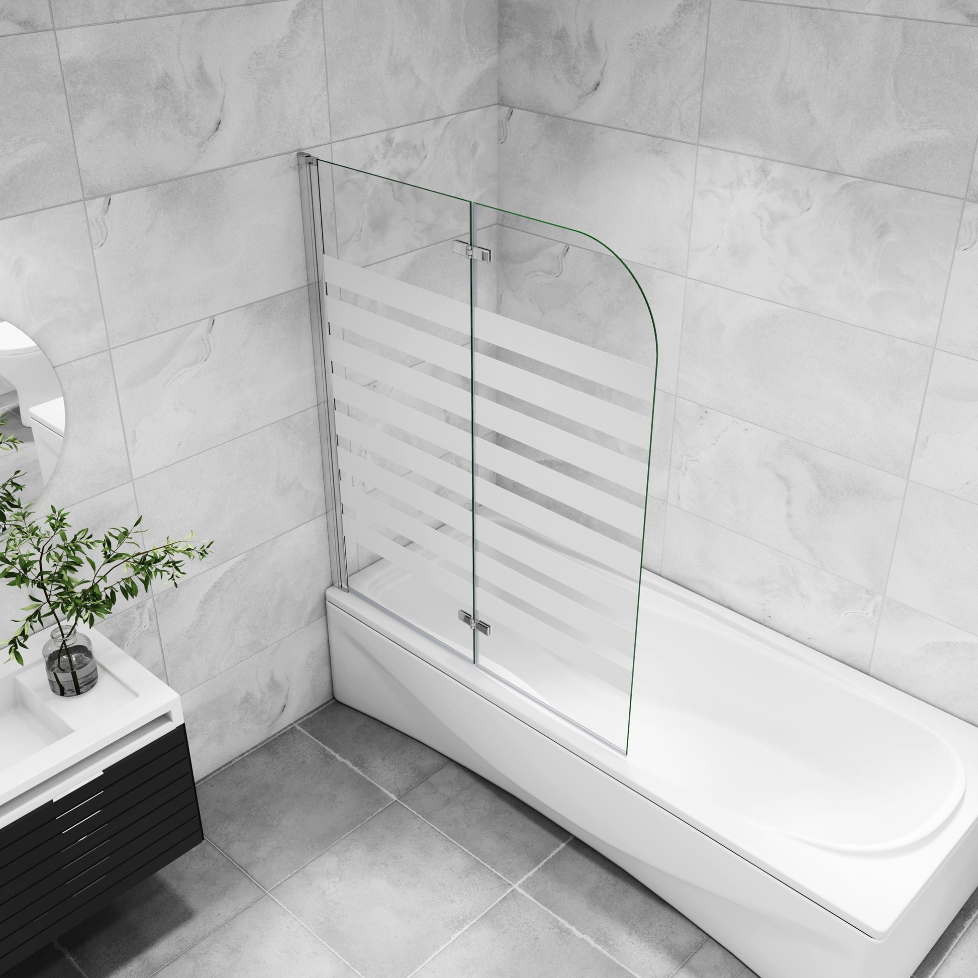 2-delig badwand 120x140cm,6mm Nano Coating helder veiligheidsglas,Links