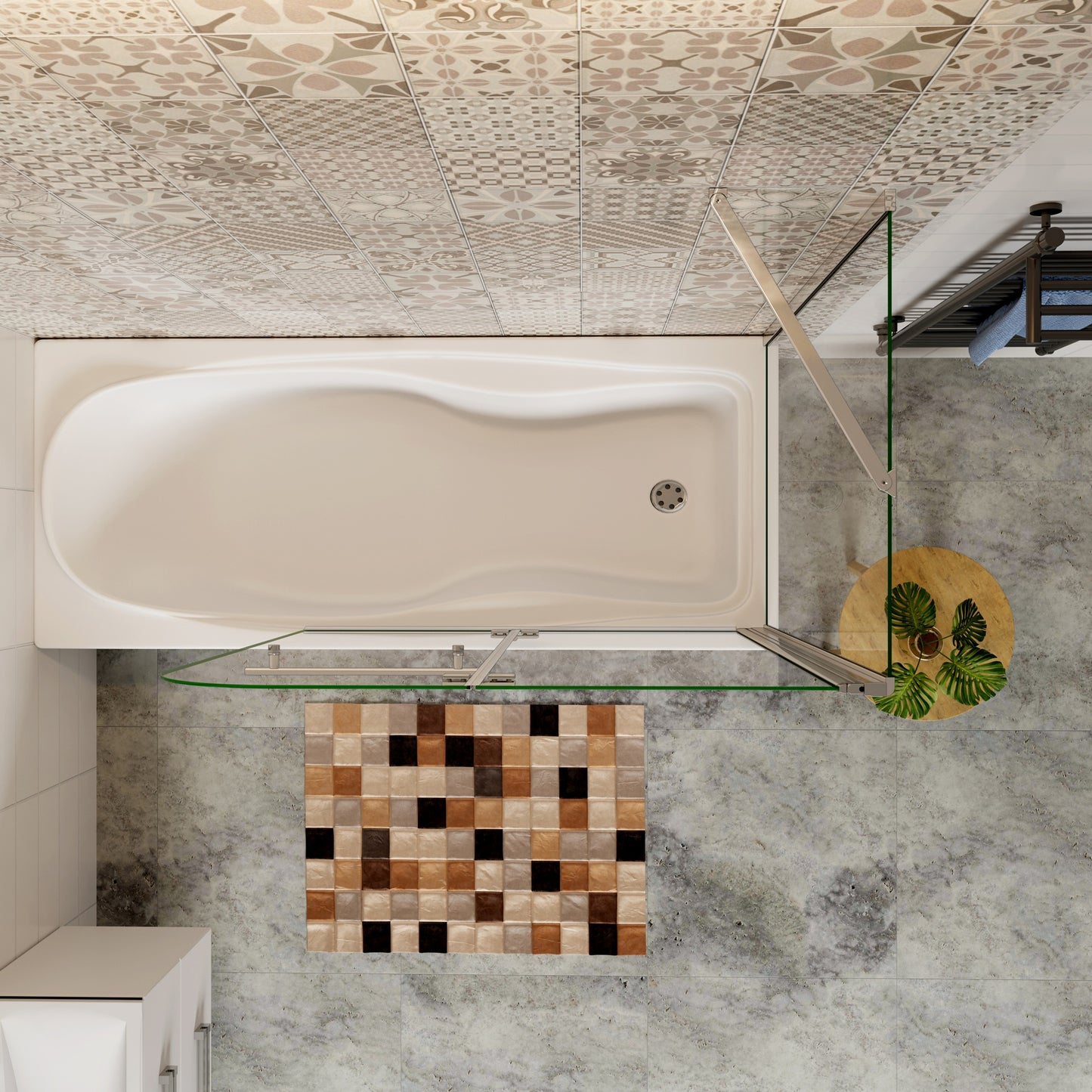 Aica Klassieke Badwand 95/100/120x60/70/75/80x140cm,2-Delig Inklapbaar,6mm Transparant Easy Clean Gehard Glas,Chroom Frame,met Handdoekhouder,Eenvoudige Montage