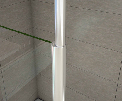 Badwand 70x140 cm,NANO EasyClean veiligheidsglas,verticale stabilisatiestang met plafondbevestiging