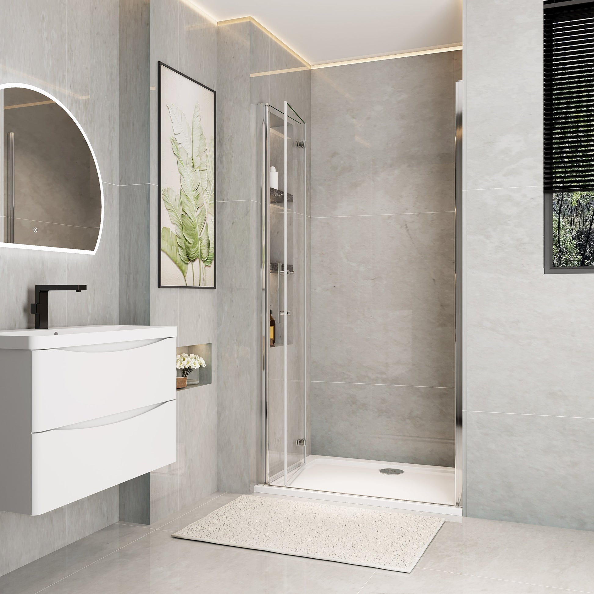 Aica Neutraal design douchedeur vouwdeur 70-76-80-90-100-110-120x185cm chroom 6mm gehard glas antikalk coating