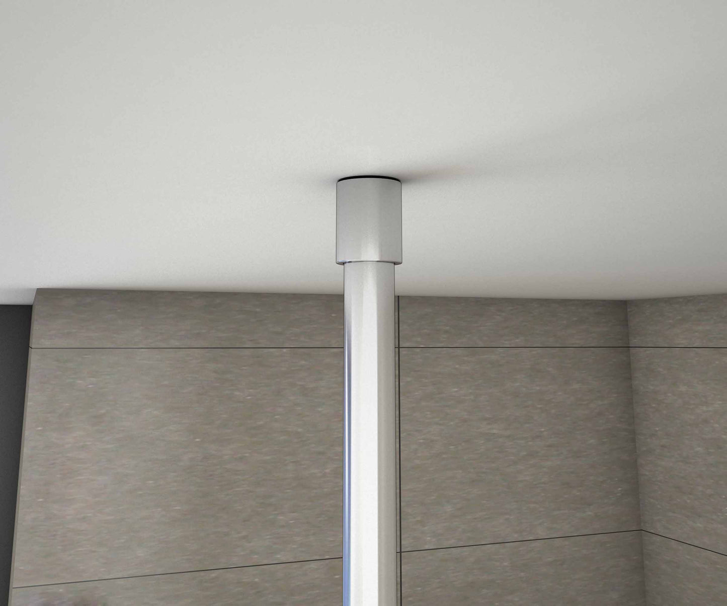 Badwand 75x140 cm,NANO EasyClean veiligheidsglas,verticale stabilisatiestang met plafondbevestiging