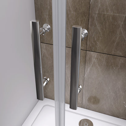 Douchecabine  195cm hoog,pendeldeur,6 mm NANO EasyClean veiligheidsglas Steunstanglengte: 500 mm