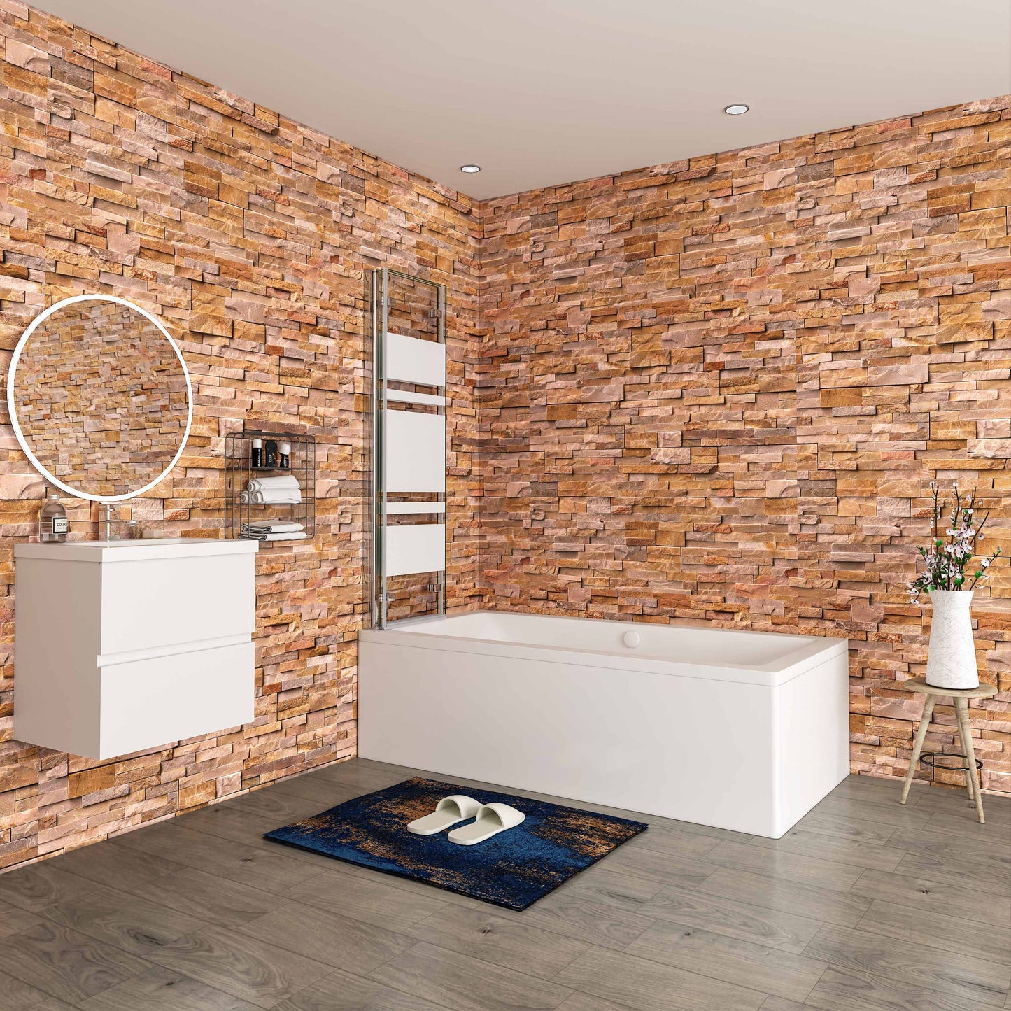 Aica Scandinavische Badwand 130/140x140cm,3-Delig Inklapbaar,6mm Wit Gesatineerd Easy Clean Gehard Glas,Chroom Frame,Eenvoudige Montage