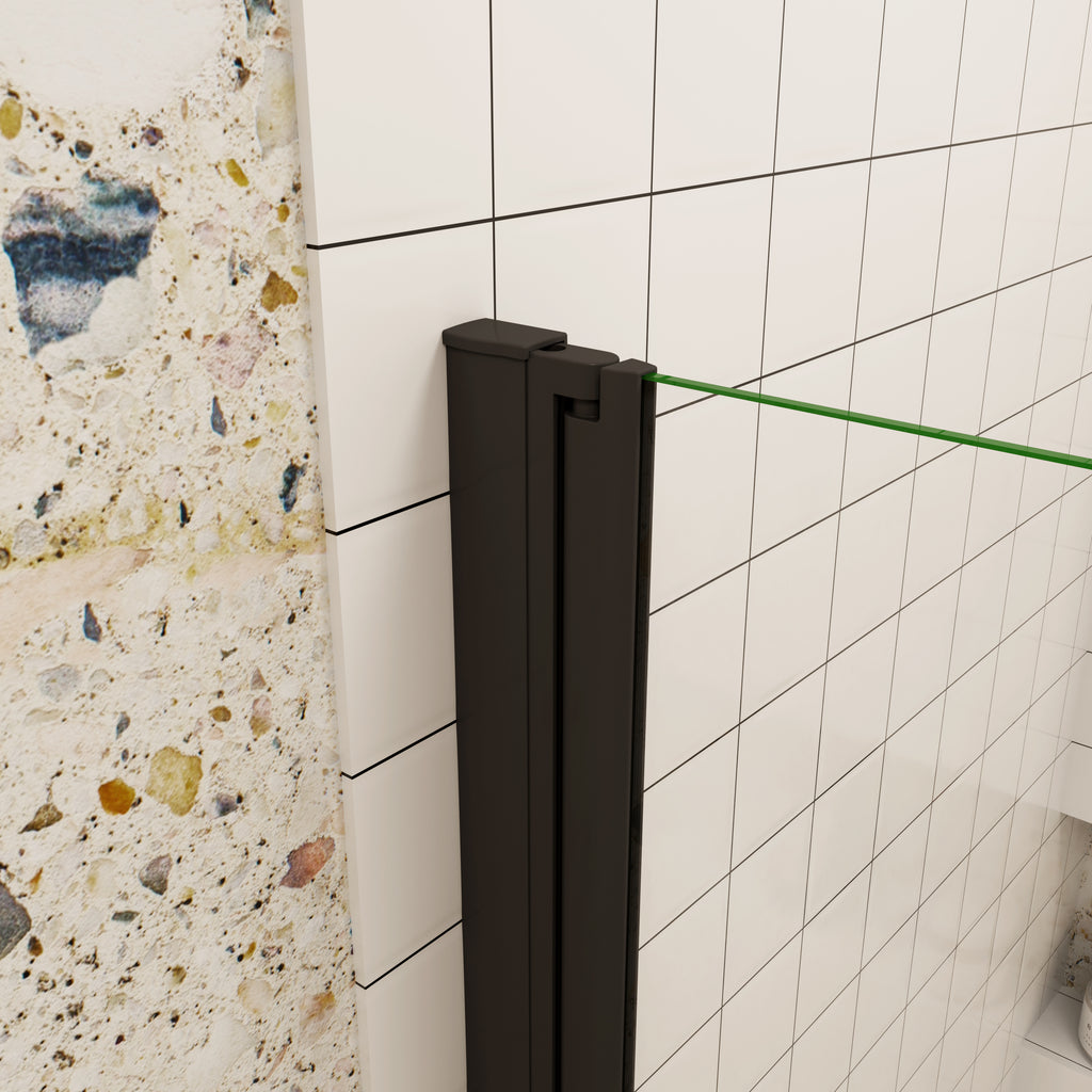 70/76/80/90/100/110/120x195cm inloopdouche Vouwdeur Mat Zwart Profiel met een matte strook,6mm NANO veiligheidsglas 180° draaibaar