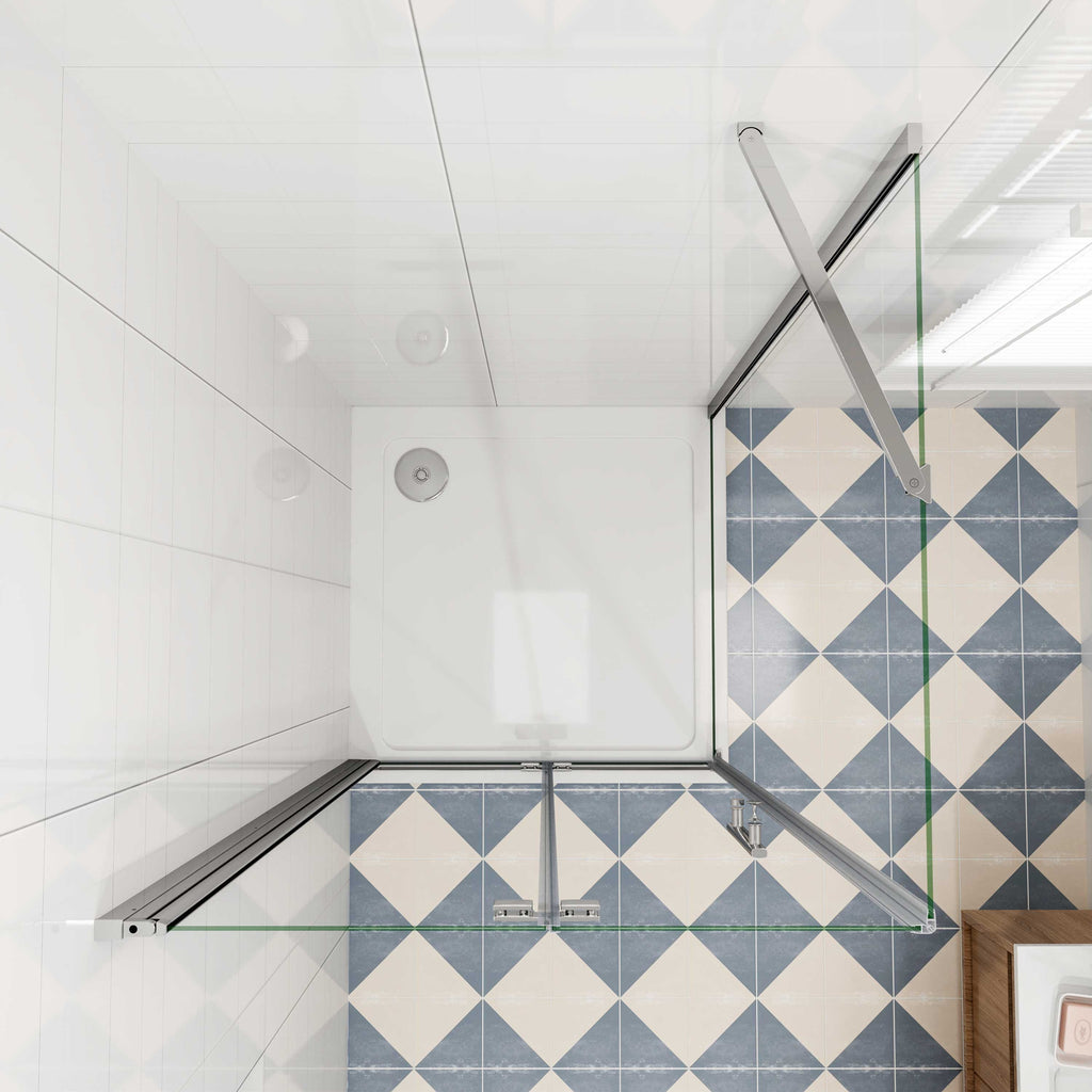 Douchecabine met vouwdeur en vaste zijwand ,NANO EasyClean veiligheidsglas,B:80xD:70x185cm,50cm Stabilisatiestang