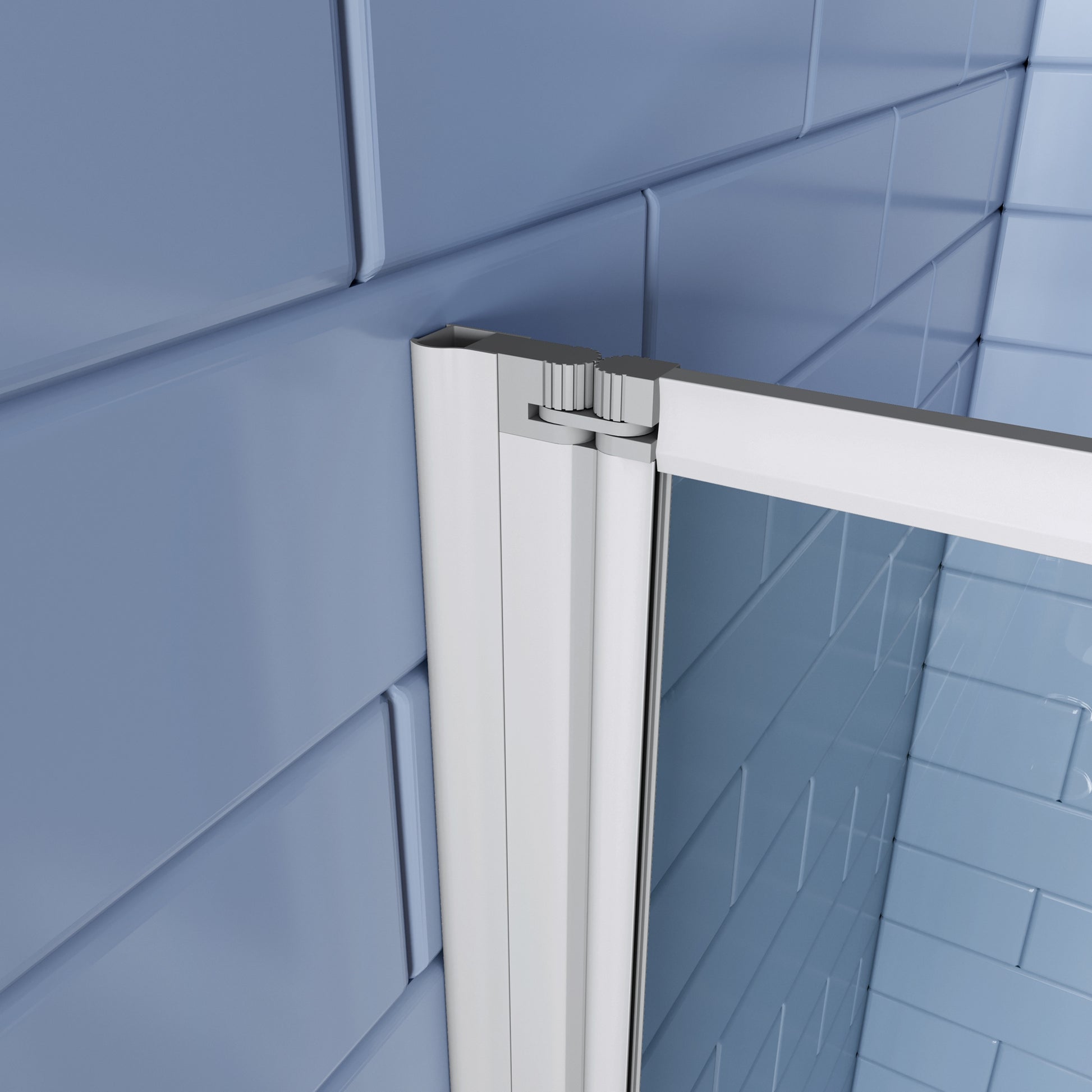 Aica Badwand 120x140cm 5-Delige Inklapbaar 4mm gehard glas-Grijs frame