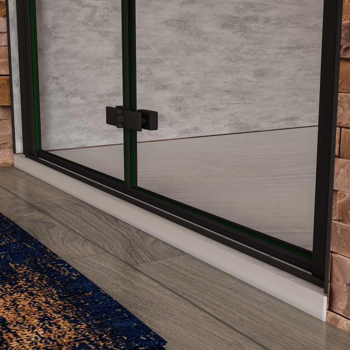 Aica Stijlvo douchedeur vouwdeur 70-76-80-90-100-110-120x195cm mat zwart 6mm veiligheidsglas met matte zeefdrukband antikalk coating