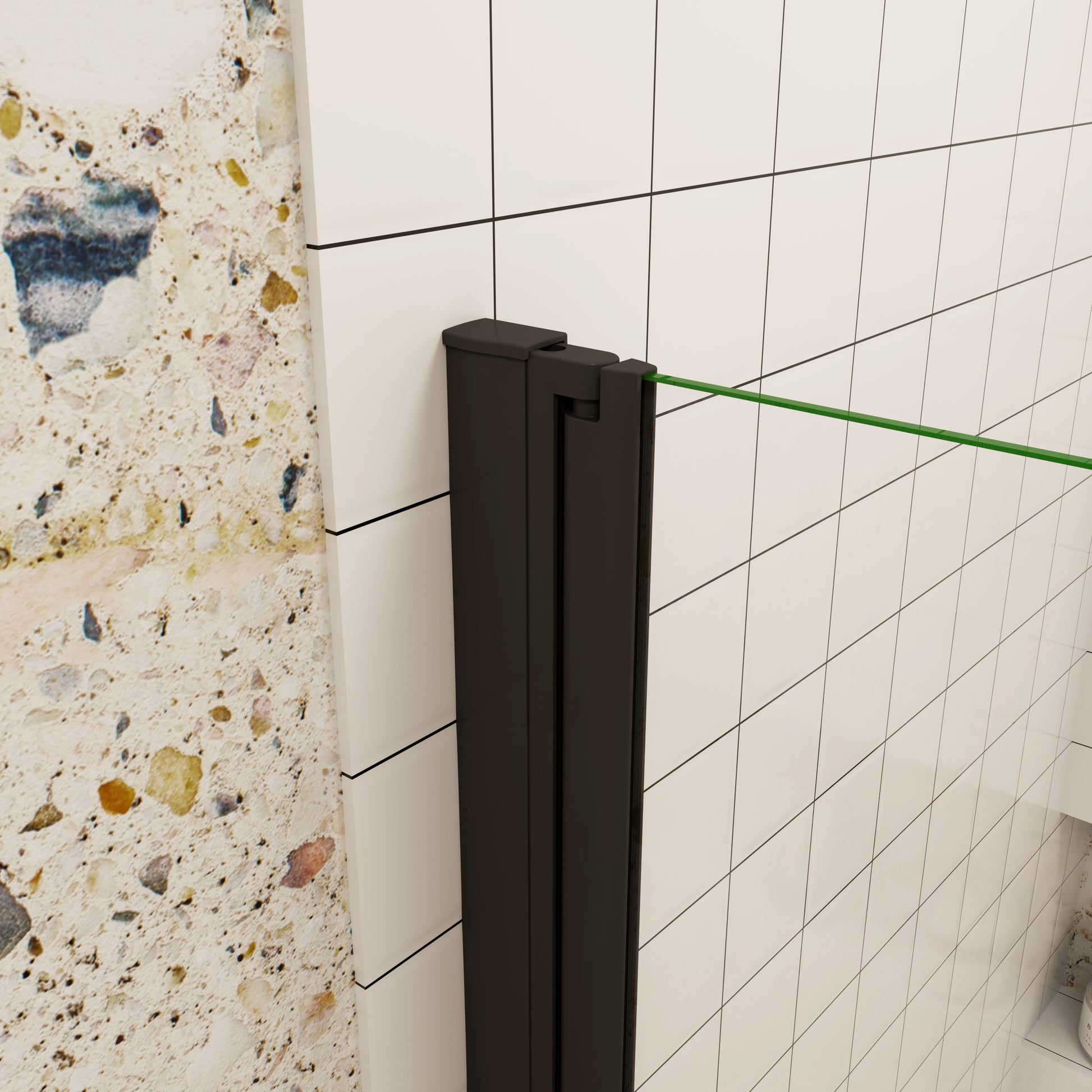 70/76/80/90/100/110/120x195cm douchedeur Vouwdeur Mat Zwart Profiel met een matte strook,6mm NANO veiligheidsglas 180° draaibaar